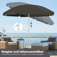 Sekey Sonnenschirm Ø 180 cm Rund Strandschirm Balkonschirm mit Tragetasch und Bodenhülse Sekey