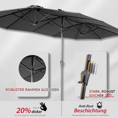 Sekey Sonnenschirm 400 x 220 cm Doppel Sonnenschirm mit Ständer Doppelsonnenschirm Garten Sekey