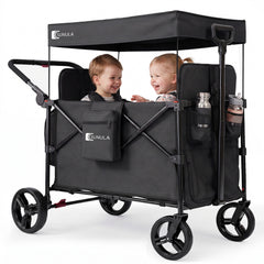 Sunula Kinder Bollerwagen für 2 Kinder mit Dach – faltbar, Schiebe- & Ziehfunktion, 5-Punkt-Gurte und XXL-Räder, K1 Serie