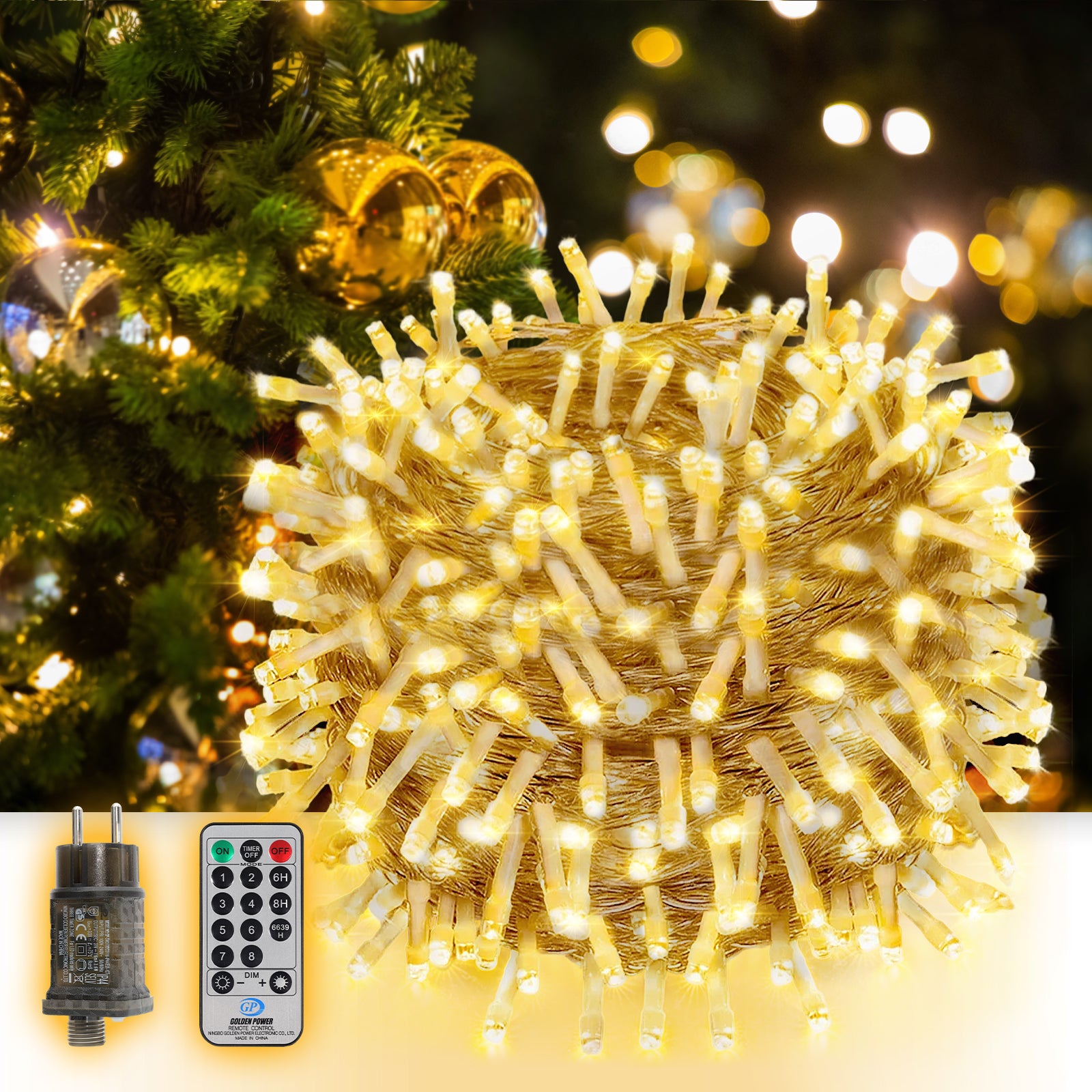 SALCAR LED Lichterkette mit 5m/10m/15m/20m Länge – 50–300 LEDs, Fernbedienung, 8 Modi, Timer & IP44 Wasserdicht, für Weihnachtsdeko, Party, Hochzeit, Garten – Warmweiß