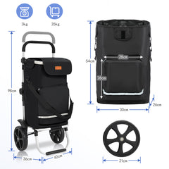 Sekey Faltbarer Einkaufstrolley 3-in-1 – Leichter Aluminium-Trolley 60 kg Tragkraft, Höhenverstellbarer Griff, Automatische Faltfunktion, Inklusive Kühlfach & Getränkefach, Ideal für Einkäufe & Camping