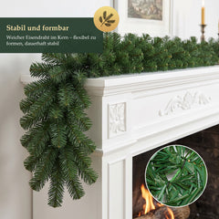 Salcar Christmas Garland Artificial Green PVC – 3m/5m/10m, Realistic Fir Garland for Indoor &amp; Outdoor Use, Decoration for Door, Fireplace &amp; Christmas Tree