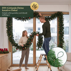 Salcar Christmas Garland Artificial Green PVC – 3m/5m/10m, Realistic Fir Garland for Indoor &amp; Outdoor Use, Decoration for Door, Fireplace &amp; Christmas Tree