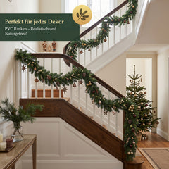 Salcar Christmas Garland Artificial Green PVC – 3m/5m/10m, Realistic Fir Garland for Indoor &amp; Outdoor Use, Decoration for Door, Fireplace &amp; Christmas Tree