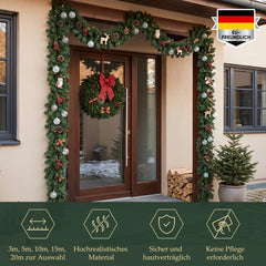 Salcar Christmas Garland Artificial Green PVC – 3m/5m/10m, Realistic Fir Garland for Indoor &amp; Outdoor Use, Decoration for Door, Fireplace &amp; Christmas Tree