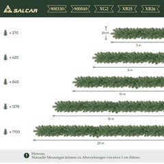 Salcar Christmas Garland Artificial Green PVC – 3m/5m/10m, Realistic Fir Garland for Indoor &amp; Outdoor Use, Decoration for Door, Fireplace &amp; Christmas Tree