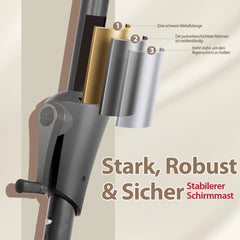 Sekey 270cm parasol with crank, foldable while sitting, sun protection UV50+