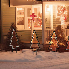 Salcar XXL 3D LED Gartenstecker Tannenbaum – 60 cm Metall-Gartenleuchte mit 100 LEDs, Warmweiß, IP44 Wasserdicht, Erdspieß & Standfuß, Weihnachtsbeleuchtung für Außen