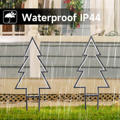 Salcar XXL 3D LED Gartenstecker Tannenbaum – 60 cm Metall-Gartenleuchte mit 100 LEDs, Warmweiß, IP44 Wasserdicht, Erdspieß & Standfuß, Weihnachtsbeleuchtung für Außen