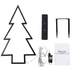 Salcar XXL 3D LED Gartenstecker Tannenbaum – 60 cm Metall-Gartenleuchte mit 100 LEDs, Warmweiß, IP44 Wasserdicht, Erdspieß & Standfuß, Weihnachtsbeleuchtung für Außen