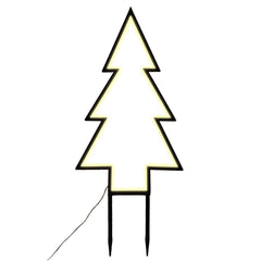 Salcar XXL 3D LED Gartenstecker Tannenbaum – 60 cm Metall-Gartenleuchte mit 100 LEDs, Warmweiß, IP44 Wasserdicht, Erdspieß & Standfuß, Weihnachtsbeleuchtung für Außen