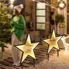 Salcar LED Gartenstecker Stern aus Metall – 50 cm Weihnachtsstern mit 100 LEDs, Warmweiß, IP44 Wasserdicht, Garten Stern Leuchte mit Erdspieß & Standfuß, Für Innen & Außen