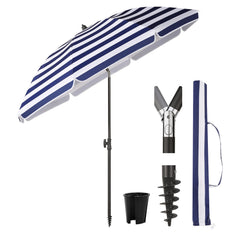 Sekey 3-in-1 Sonnenschirm mit Erdspieß 160cm – höhenverstellbar & neigbar, UV-Schutz 50+, stabiler Strandschirm für Strand, Garten & Camping