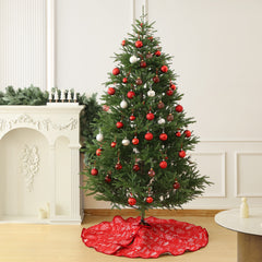 Salcar Weihnachtsbaumdecke Rot Weiß mit Rentier & Schneeflocken – Beidseitiger Weihnachtsbaumrock aus weichem Fleece
