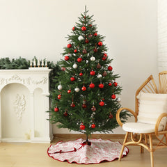 Salcar Weihnachtsbaumdecke Rot Weiß mit Rentier & Schneeflocken – Beidseitiger Weihnachtsbaumrock aus weichem Fleece