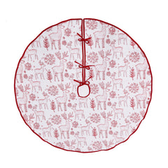 Salcar Weihnachtsbaumdecke Rot Weiß mit Rentier & Schneeflocken – Beidseitiger Weihnachtsbaumrock aus weichem Fleece