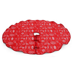 Salcar Weihnachtsbaumdecke Rot Weiß mit Rentier & Schneeflocken – Beidseitiger Weihnachtsbaumrock aus weichem Fleece