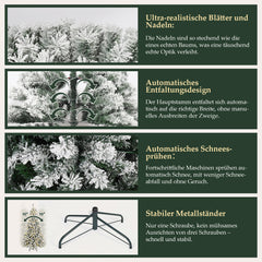 Salcar 180cm Artificial Christmas Tree with Snow and Light, with 250 LEDs and 828 PVC Tips