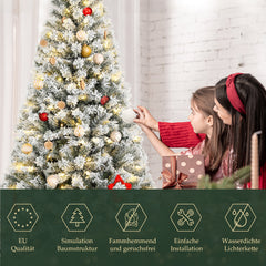 Salcar 180cm Artificial Christmas Tree with Snow and Light, with 250 LEDs and 828 PVC Tips