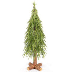 Salcar Künstlicher Weihnachtsbaum 90 cm mit echtem Holzstamm – Zartgrün, 100 % PE Nadeln
