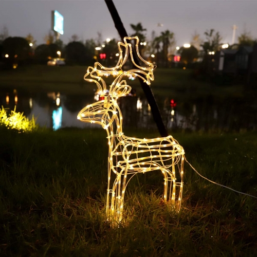 SALCAR 60cm Rentier Weihnachtsdeko Hirsch beleuchtet, LED Lichtschlauch Elch Weihnachten Deko Außen