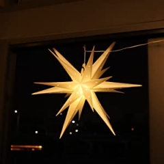 SALCAR PREMIUM Leuchtstern 3D LED Weihnachtsstern Sternenlicht für innen und außen warmweiße LED Beleuchtung hängend 60cm weiß Stern