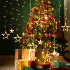 Salcar PREMIUM Lichterkette Weihnachtslichterkette Lichtvorhang mit 12 Sternen Wasserdichte Sternvorhang für innen und außen mit Fernbedienung