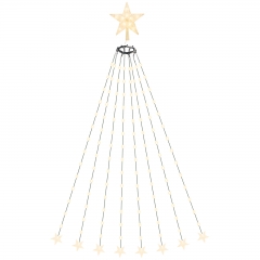 1,5m/2m 130/210 LED Christbaumbeleuchtung Lichterkette mit Ring, Weihnachtsbaum Lichterkette mit 1 Weihnachtsbaumspitze Stern