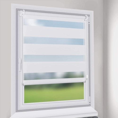 Sekey Doppelrollo Duo Rollo Klemmfix ohne Bohren Sichtschutz Sonnenschutz für Fenster und Tür Weiß